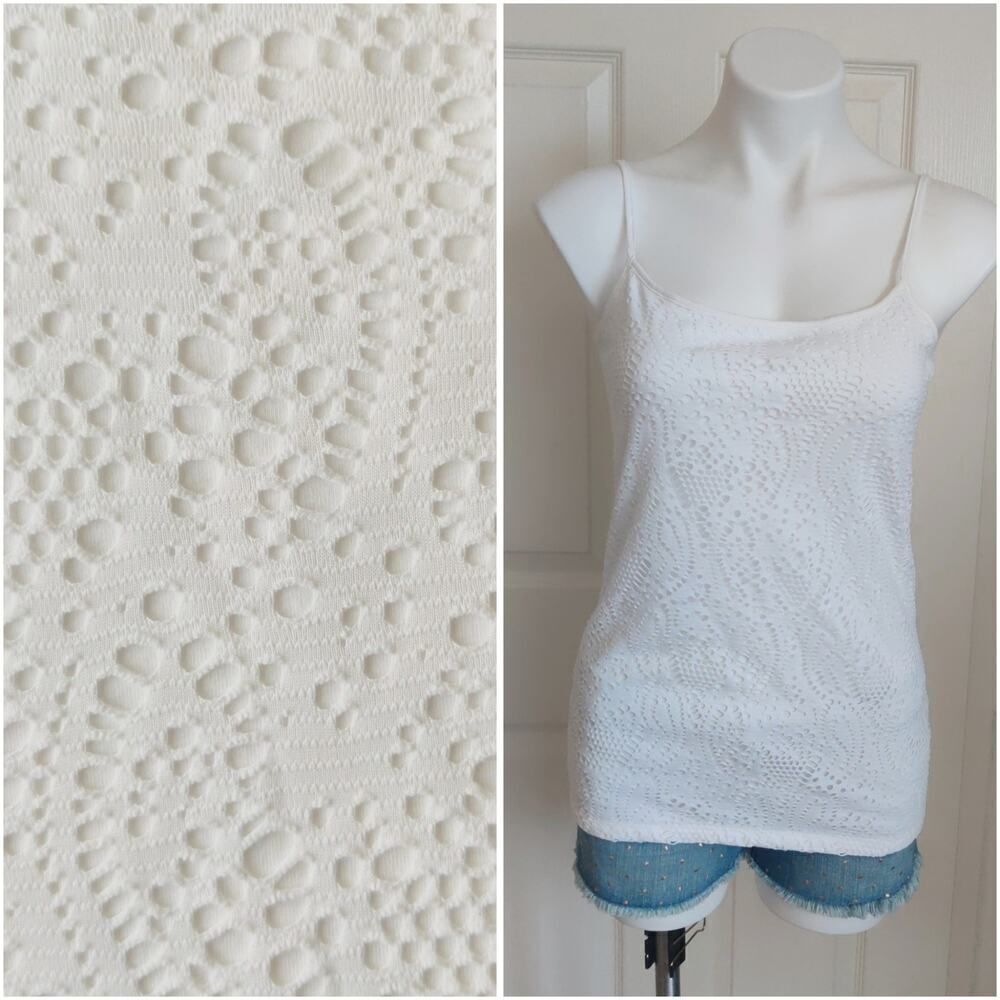LOFT eyelet overlay white cami sz M NWT
